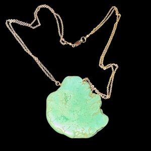 Vintage Turquoise Slab Pendant Necklace